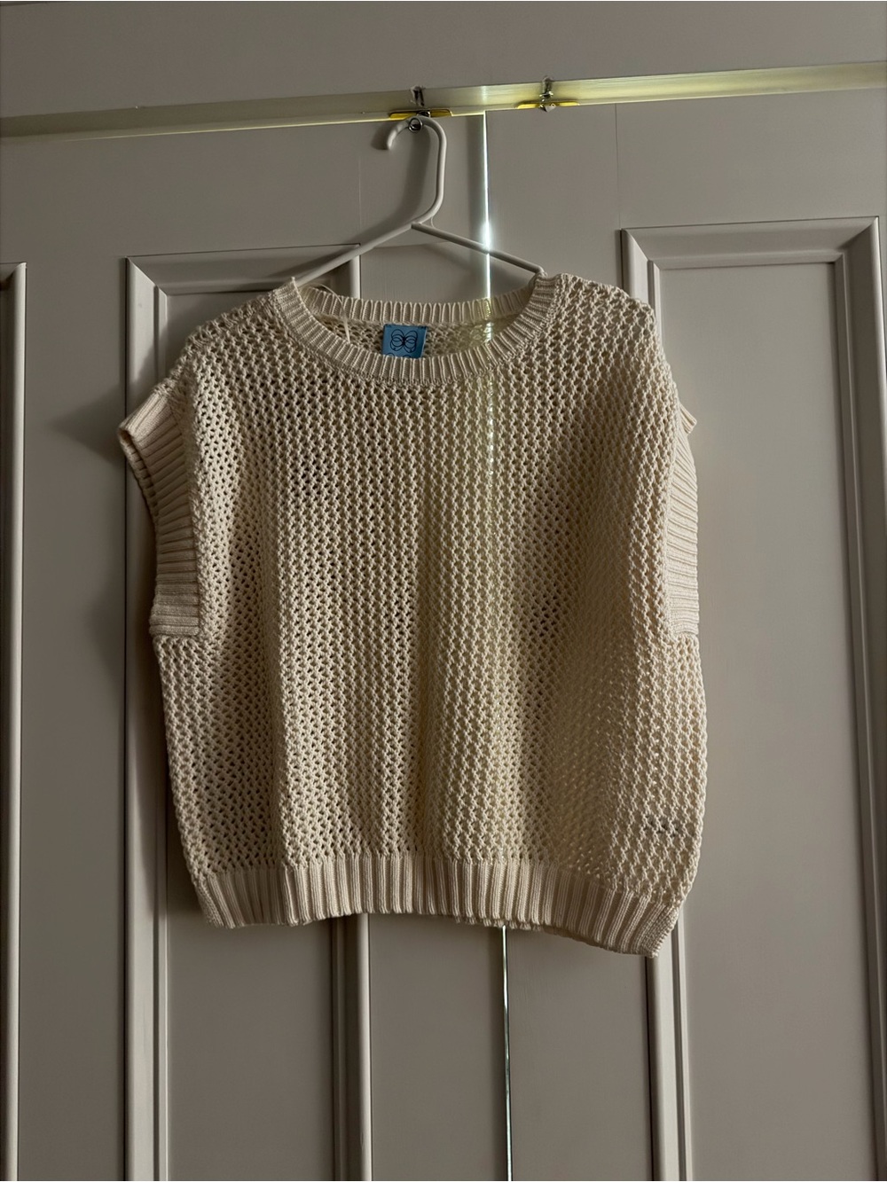 Cece Cream Knit Sleeveless Sweater